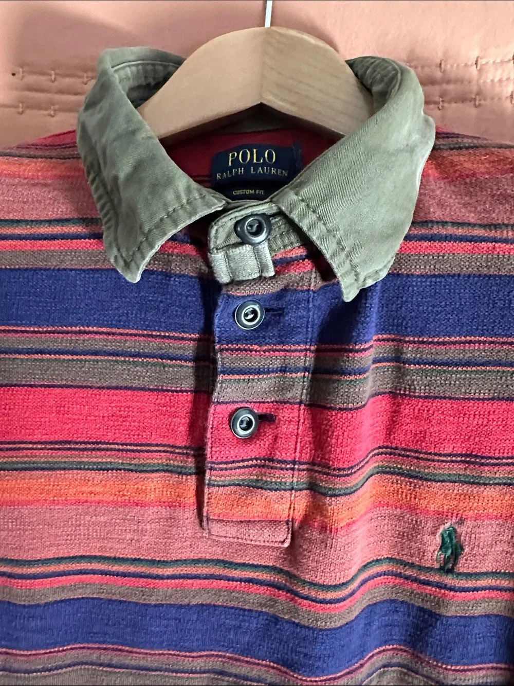 Polo by Ralph Lauren Pink, Blue & Green Striped Short-Sleeve Polo
